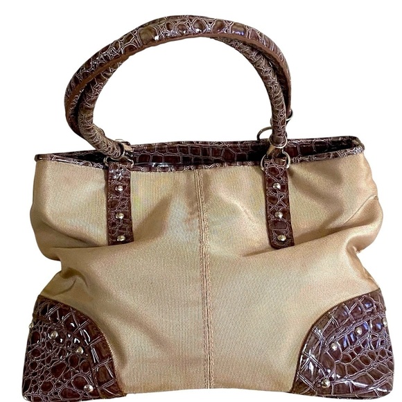 BUENO Snake-print & Tan Shoulder Bag Water Resistant Coastal Curved Handle Bag - Picture 13 of 15